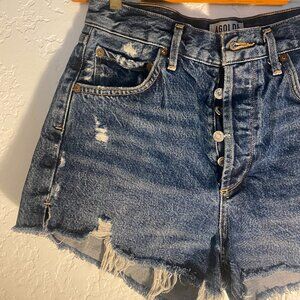 AGOLDE Dark Wash Denim Shorts - Size 27 | Classic High-Rise Cutoff Style